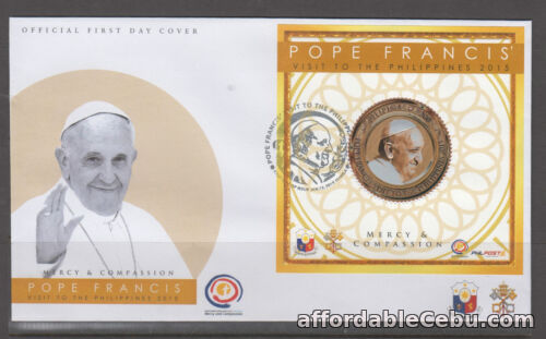 1st picture of Philippine Stamps 2015 Coinage stamp of Pope Francis on First Day Cover For Sale in Cebu, Philippines