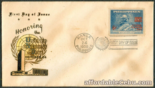 1st picture of 1959 Philippines HONORING UNITED NATIONS DAY First Day Cover - A For Sale in Cebu, Philippines