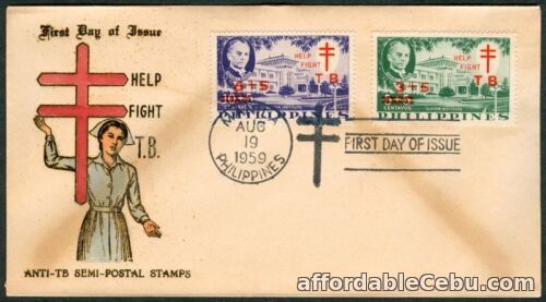 1st picture of Philippine 1959 Help Fight TB Anti-TB Semi-Postal Stamps FDC For Sale in Cebu, Philippines