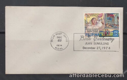 1st picture of Philippine Stamps 1974 Juan Sumulong Commemorative/Slogan Cover, Postmarked Tagu For Sale in Cebu, Philippines