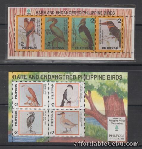 1st picture of Philippine Stamps 1992 Rare & Endangered Birds 2 souvenir sheets MNH For Sale in Cebu, Philippines
