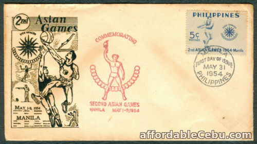 1st picture of 1954 Philippines Commemorating SECOND ASIAN GAMES May 1-9 First Day Cover For Sale in Cebu, Philippines
