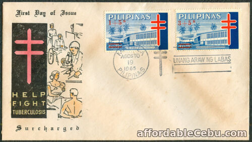 1st picture of 1965 Philippines HELP FIGHT TUBERCULOSIS SURCHARGED First Day Cover For Sale in Cebu, Philippines
