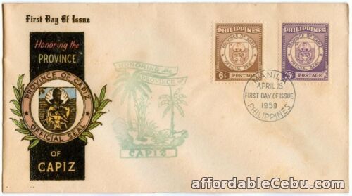 1st picture of Philippine 1959 Honoring the Province of Capiz FDC For Sale in Cebu, Philippines