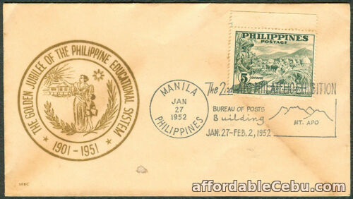1st picture of GOLDEN JUBILEE Of The PHILIPPINE EDUCATIONAL SYSTEM 1901-1951 First Day Cover For Sale in Cebu, Philippines