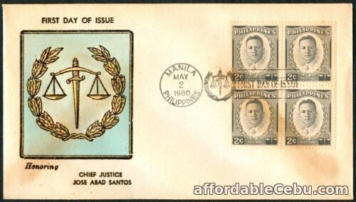 1st picture of Philippine 1960 Honoring Chief Justice JOSE ABAD SANTOS FDC For Sale in Cebu, Philippines