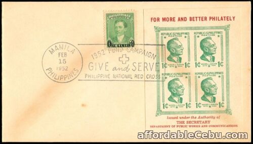 1st picture of Philippine 1952 Fund Campaign Give & Serve PNRC First Day Cover – A For Sale in Cebu, Philippines