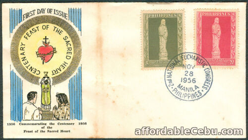 1st picture of 1956 Phil Commemorating The Centenary Of The FEAST Of The SACRED HEART FDC For Sale in Cebu, Philippines