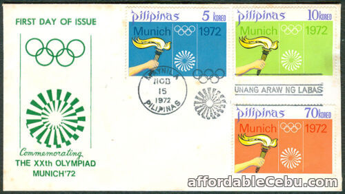 1st picture of 1972 Philippines Commemorating THE XXth OLYMPIAD MUNICH '72 First Day Cover For Sale in Cebu, Philippines