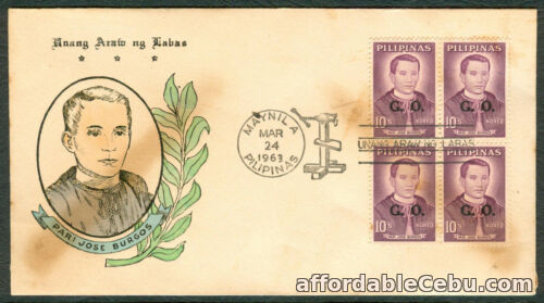 1st picture of 1963 Philippines PARI JOSE BURGOS First Day of Issue COVER For Sale in Cebu, Philippines