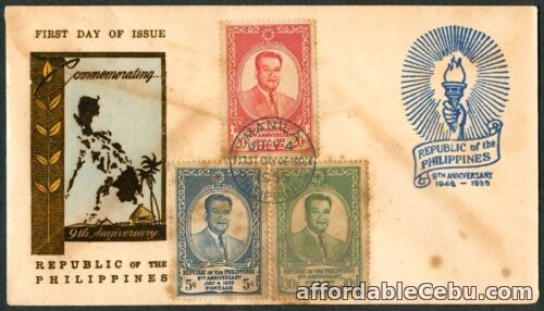 1st picture of 1955 Commemorative 9th Anniversary of Republic of the Philippines FDC – B For Sale in Cebu, Philippines