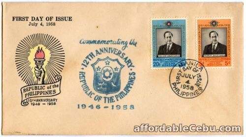 1st picture of Republic of the Philippines 12th Anniversary 1958 FDC For Sale in Cebu, Philippines
