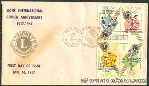 1st picture of 1967 Philippines LIONS INTERNATIONAL GOLDEN ANNIVERSARY First Day Cover For Sale in Cebu, Philippines