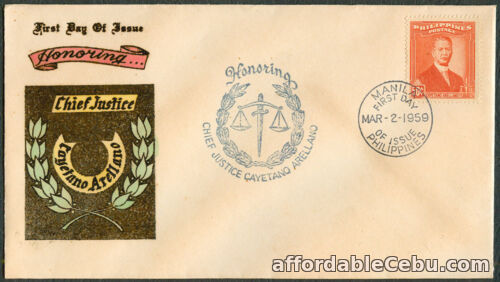1st picture of 1959 Philippines HONORING CAYETANO ARELLANO First Day Cover For Sale in Cebu, Philippines