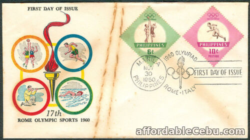 1st picture of Philippines 17th ROME OLYMPIC SPORTS 1960 First Day Cover For Sale in Cebu, Philippines