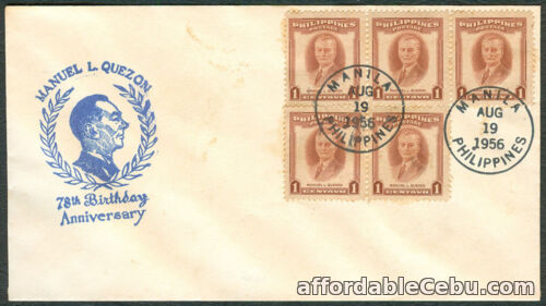 1st picture of 1956 Philippines MANUEL L. QUEZON 78th BIRTHDAY ANNIVERSARY Cover For Sale in Cebu, Philippines