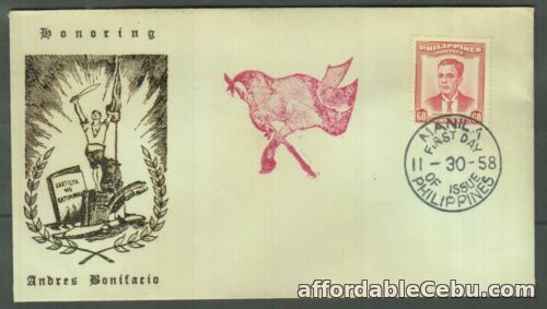 1st picture of Philippine Stamp 1958 Andres Bonifacio on First Day Cover For Sale in Cebu, Philippines