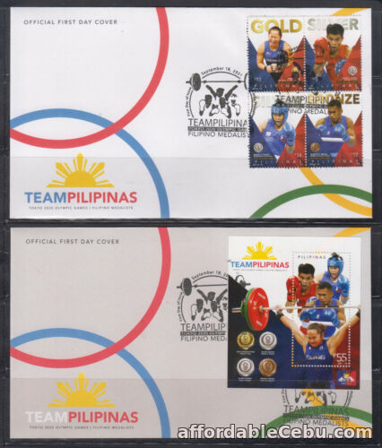 1st picture of Philippine Stamps 2021 Tokyo Olympics - Filipino Medalists Complete set, on FDCs For Sale in Cebu, Philippines