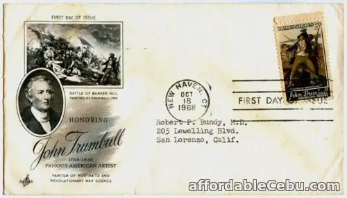 1st picture of 1968 Honoring John Trumbull Famous American Artist FIRST DAY COVER For Sale in Cebu, Philippines