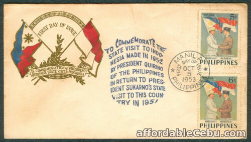 1st picture of 1953 Phil Commemoration of President QUIRINO'S State Visit To Indonesia FDC - A For Sale in Cebu, Philippines