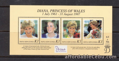 1st picture of Papua New Guinea Stamps 1998 Diana, Princess of Wales Sheet of 4 complete MNH For Sale in Cebu, Philippines