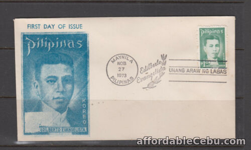 1st picture of Philippine Stamps 1973 Edilberto Evangelista perforate set on First Day Cover For Sale in Cebu, Philippines
