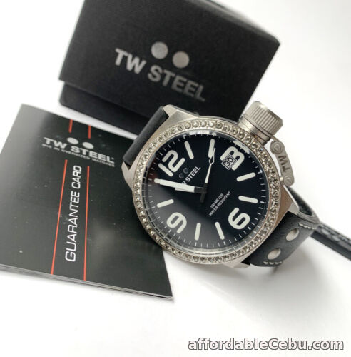 1st picture of TW Steel Watch * TW37 Canteen Crystals Black Leather 45MM COD PayPal For Sale in Cebu, Philippines