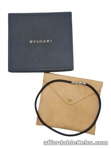 1st picture of BULGARI BVLGARI THICK LEATHER AND STEEL CHOKER NECKLACE - AUTHENTIC For Sale in Cebu, Philippines