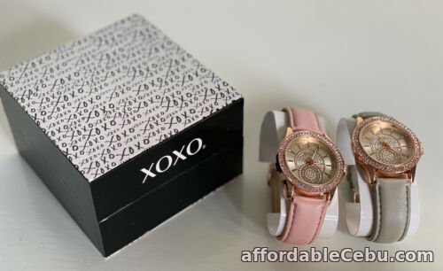 1st picture of NEW! XOXO ROSE GOLD DIAL BLUSH PINK & GRAY LEATHER STRAP WATCH DUO SET XO9233 For Sale in Cebu, Philippines