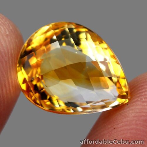 1st picture of 9.64 Carats NATURAL Yellow CITRINE Loose Pear Checkerboard Brazil 15.5x12x8.5mm For Sale in Cebu, Philippines