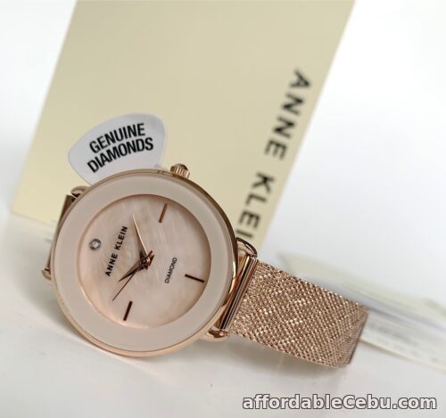 1st picture of Anne Klein Watch * 3686PMRG Diamond Dial Pink MOP Rose Gold Mesh Bracelet Women For Sale in Cebu, Philippines