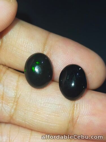 1st picture of 3.80 Carats 2pcs 11x9x5mm NATURAL Black Fire OPAL Loose for Setting Oval Cab For Sale in Cebu, Philippines