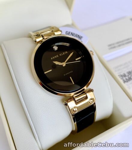 1st picture of Anne Klein Watch * 1414BKGB Diamond 2 Tone Black & Gold Steel COD PayPal For Sale in Cebu, Philippines