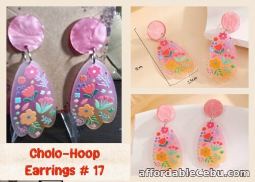 1st picture of Imported Retro Floral Print Water Drop Shape Dangle-Drop Earrings Free Ship For Sale in Cebu, Philippines