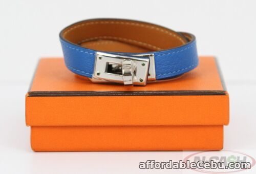 1st picture of BIDSALE! BNEW AUTH $550 HERMES Kelly Blue Swift Leather Double Tour S Bracelet For Sale in Cebu, Philippines