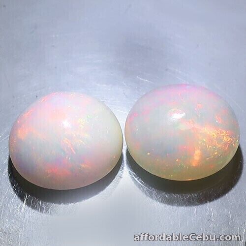 1st picture of 3.0 Carats 2pcs NATURAL Fire Rainbow OPAL Loose Oval 8.7x7.8&8.5x7.8mm Ethiopia For Sale in Cebu, Philippines