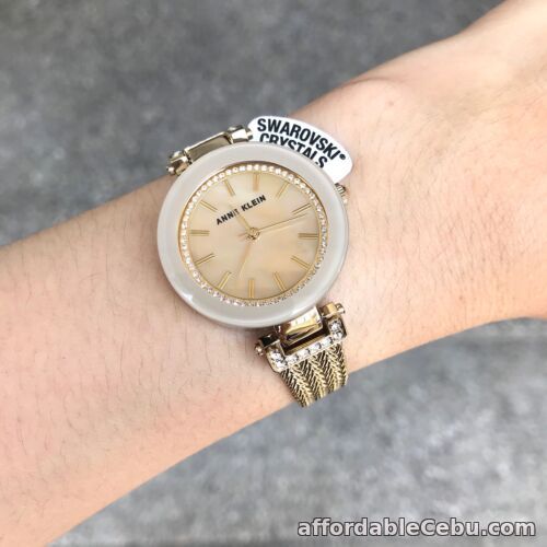 1st picture of Anne Klein Watch * 1906TMGB Tan MOP & Gold Steel Chain Bangle Women COD PayPal For Sale in Cebu, Philippines