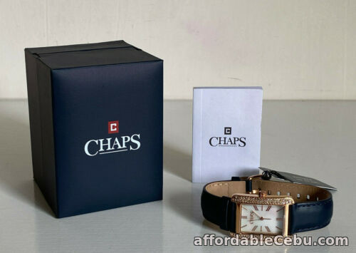 1st picture of NEW! CHAPS REECE ROSE GOLD CRYSTALS BEZEL NAVY GENUINE LEATHER WATCH $110 SALE For Sale in Cebu, Philippines