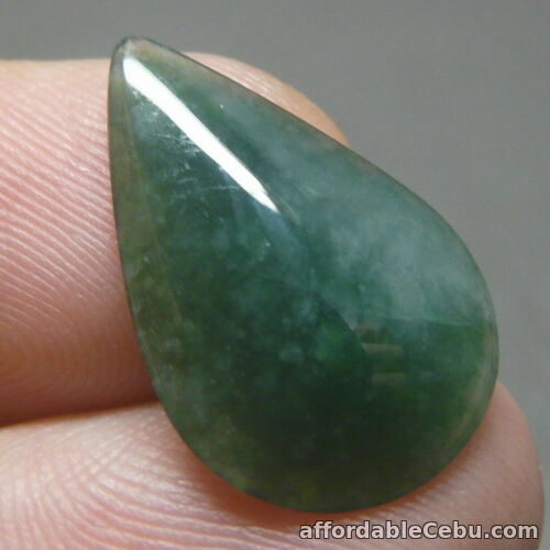 1st picture of Feng Shui 5.7 Carats Natural Genuine Jadeite JADE Dark Green Pear Cabochon For Sale in Cebu, Philippines