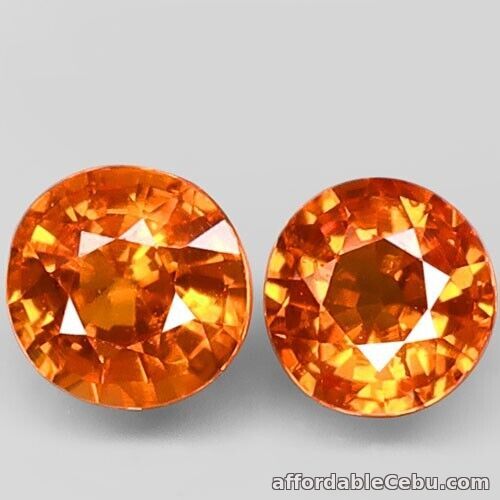 1st picture of 1.25 Carats Pair 2pcs NATURAL Hessonite GARNET  Orange 4.8mm For Sale in Cebu, Philippines
