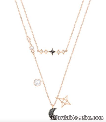 1st picture of Swarovski * Symbolic Layered Necklace Set (2) Rose Gold Plated Black Moon & Star For Sale in Cebu, Philippines