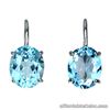 Natural Sky Blue TOPAZ 10x8mm Oval 925 Silver EARRINGS Leverback
