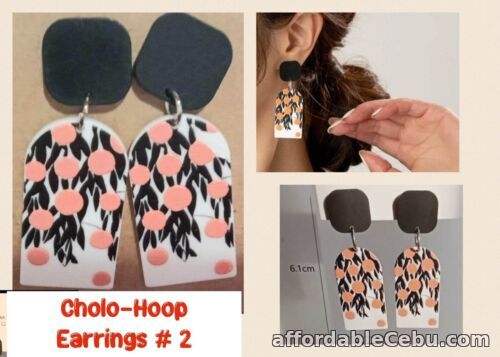 1st picture of Imported Retro Leaf Image Geometric Drop HOOP Earrings Free Delivery For Sale in Cebu, Philippines