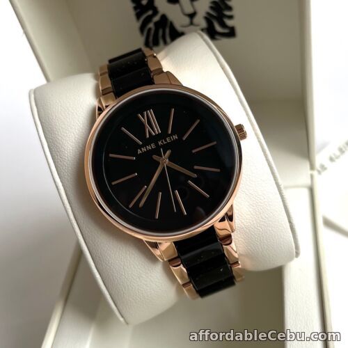 1st picture of Anne Klein Watch * 1412BKRG Black Dial Black and Rose Gold Steel Watch for Women For Sale in Cebu, Philippines