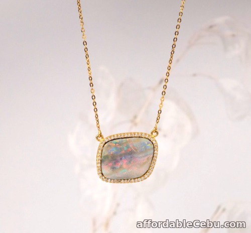 1st picture of SALE‼️10.80 Carat Opal w/ .255 CTW Diamond Necklace 14k 18k Yellow Gold N231 sep For Sale in Cebu, Philippines