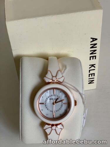 1st picture of NEW! ANNE KLEIN AK GLITTER ACCENTED WHITE & ROSE GOLD ENAMEL BOW BRACELET WATCH For Sale in Cebu, Philippines