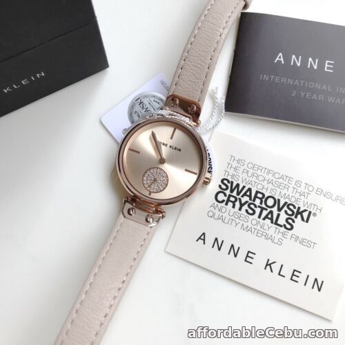 1st picture of Anne Klein Watch * 3380RGLP Swarovski Rose Gold & Pink Beige Leather for Women For Sale in Cebu, Philippines