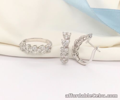 1st picture of 1.51 CTW Diamond Earrings & Ring Set 14k White Gold JS62 (PRE-ORDER) For Sale in Cebu, Philippines