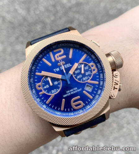 1st picture of TW Steel Watch * CS63 Canteen 45MM Chrono Blue & Rose Gold, Blue Leather NO BOX For Sale in Cebu, Philippines