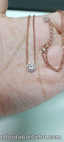 1st picture of Natural Light Pink Morganite & CZ Pendant Sterling Silver 925 Necklace 19" For Sale in Cebu, Philippines